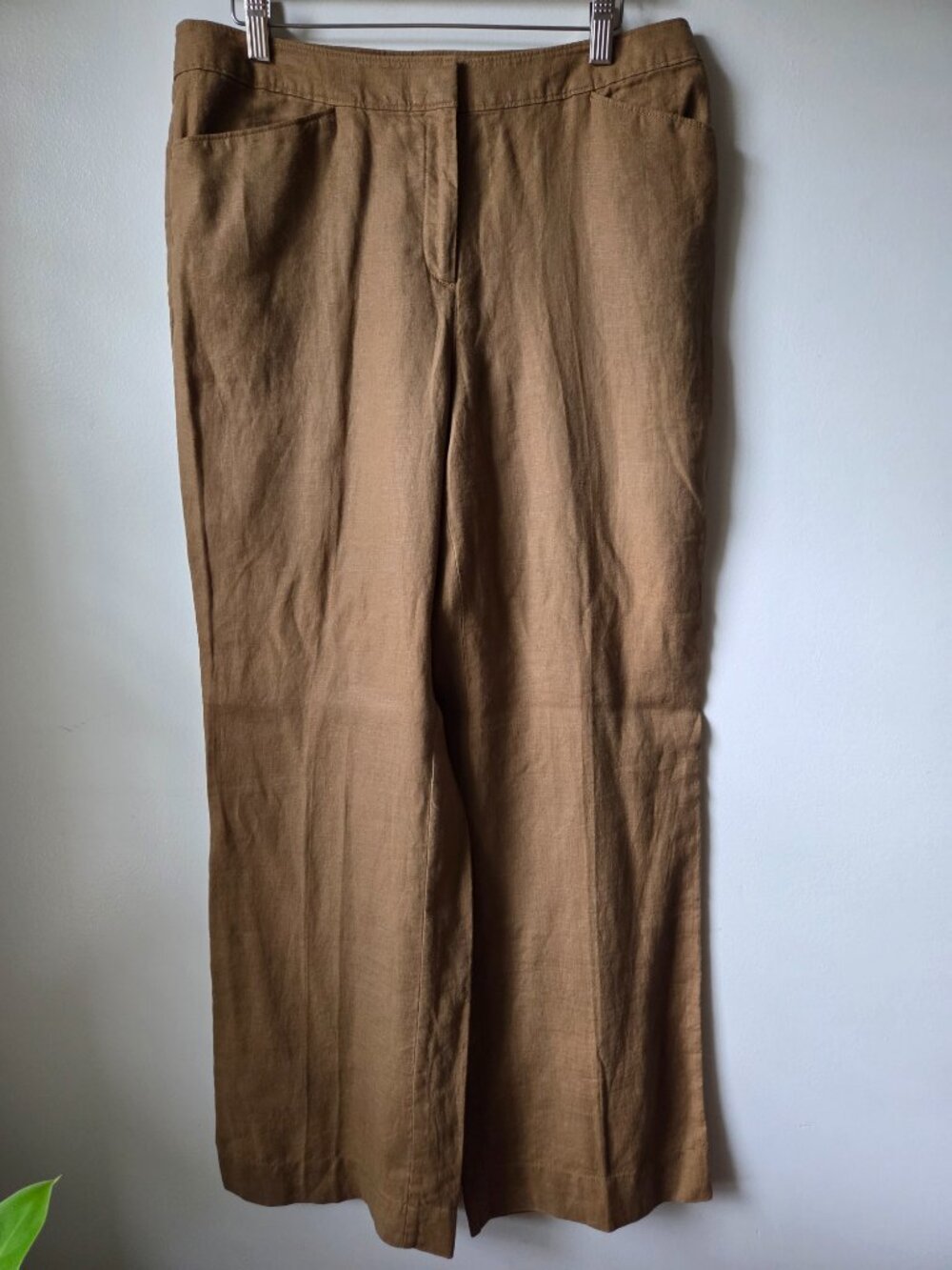 NWT J JILL SANDALWOOD 100% LINEN WIDE LEG PANTS SIZE 12